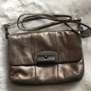 Coach leather Gunmetal crossbody bag